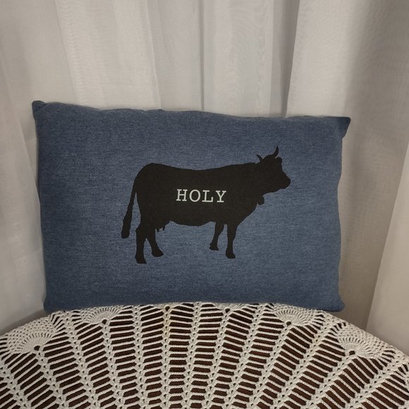 Rag Frog Revival Holy cow Throw pillow COVER ONLY size 11"x14" - Picture 2 of 4
